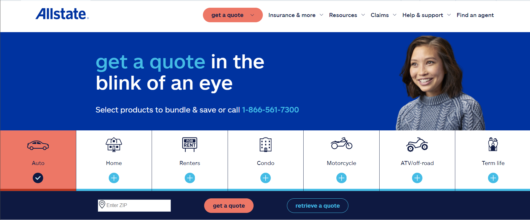 Allstate Site Screenshot: Cheap BMW I4 Car Insurance