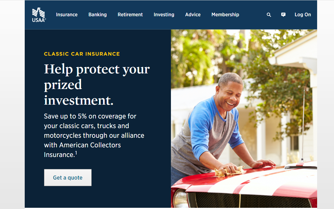 USAA Site Screenshot: Cheap BMW I8 Car Insurance